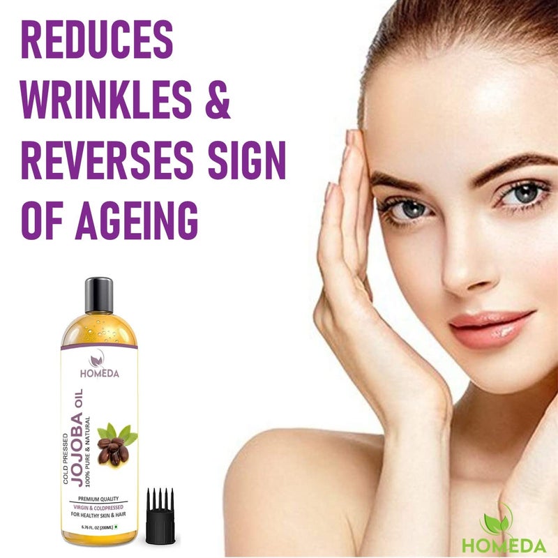 Homeda Cold Pressed Jojoba Oil for Hair Growth Face Glow Skin 200 ml 100 Pure Organic Virgin Unrefined - Image 5