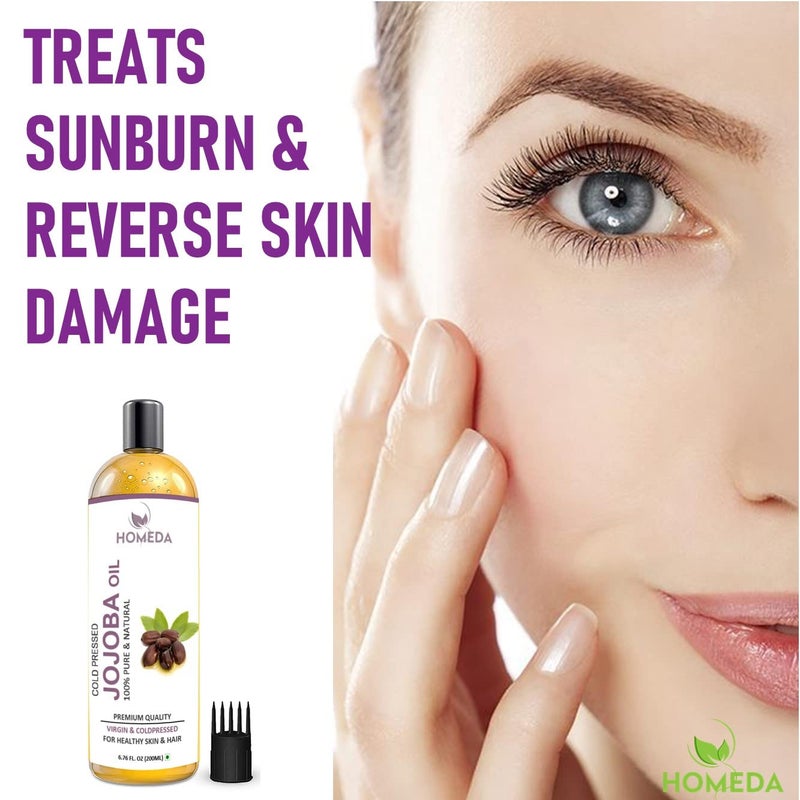 Homeda Cold Pressed Jojoba Oil for Hair Growth Face Glow Skin 200 ml 100 Pure Organic Virgin Unrefined - Image 4