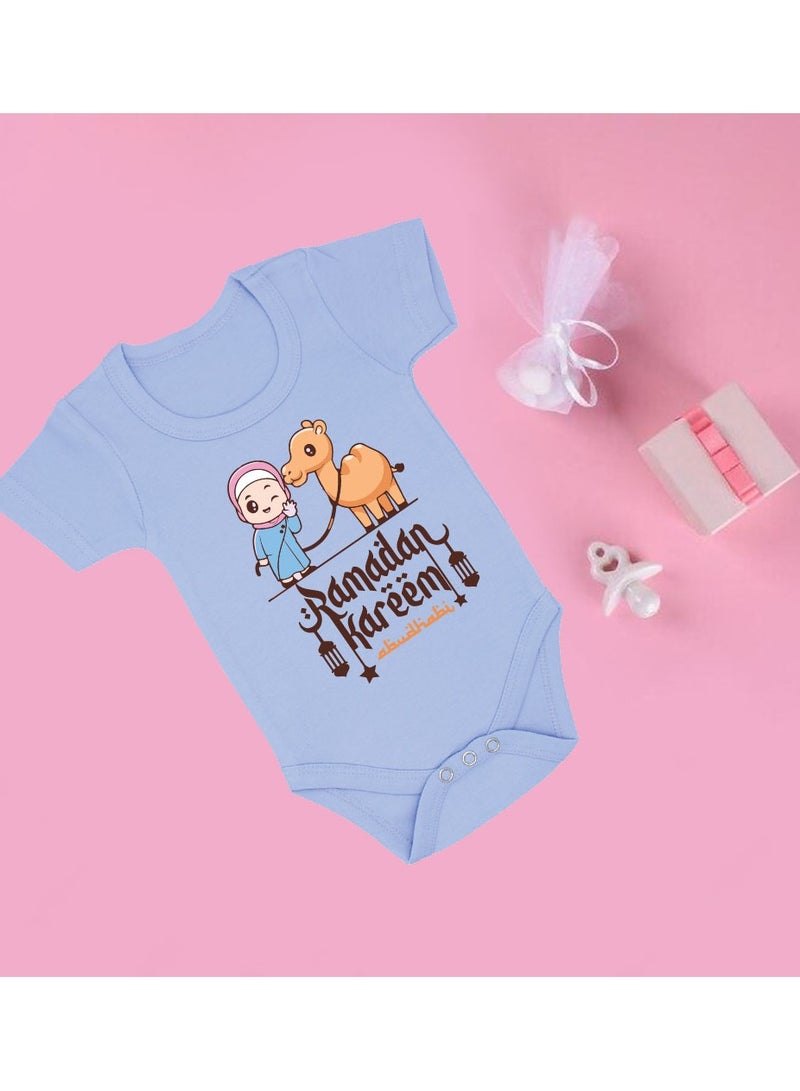 PRINTSHOP4ME My First Ramadan Abu Dhabi Printed Outfit - Romper for Newborn Babies - Short Sleeve Cotton Baby Romper for Baby Girls - Celebrate Baby's First Ramadan in Style  - Image 3