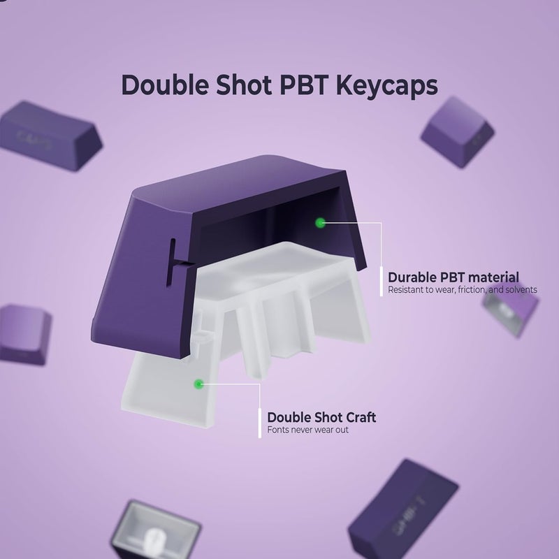 SDYZ XVX Side Print Shine Through PBT Double Shot Custom Keycap Set - 136 Keys Gradient Purple, OEM Profile for Cherry Gateron MX Switches Keyboard - Image 4