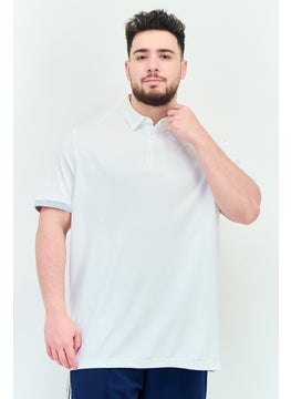 Adidas Men Sportswear Fit Brand Logo Short Sleeves Outdoor Polo Shirt, White  - Image 1