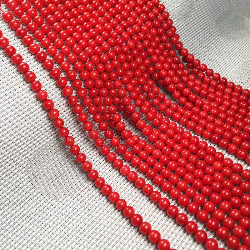 Natural Round Coral Loose Beads red Coral Stone Beads 52mm 15 inch 3 Strands for Jewelry Making Necklace Bracelet