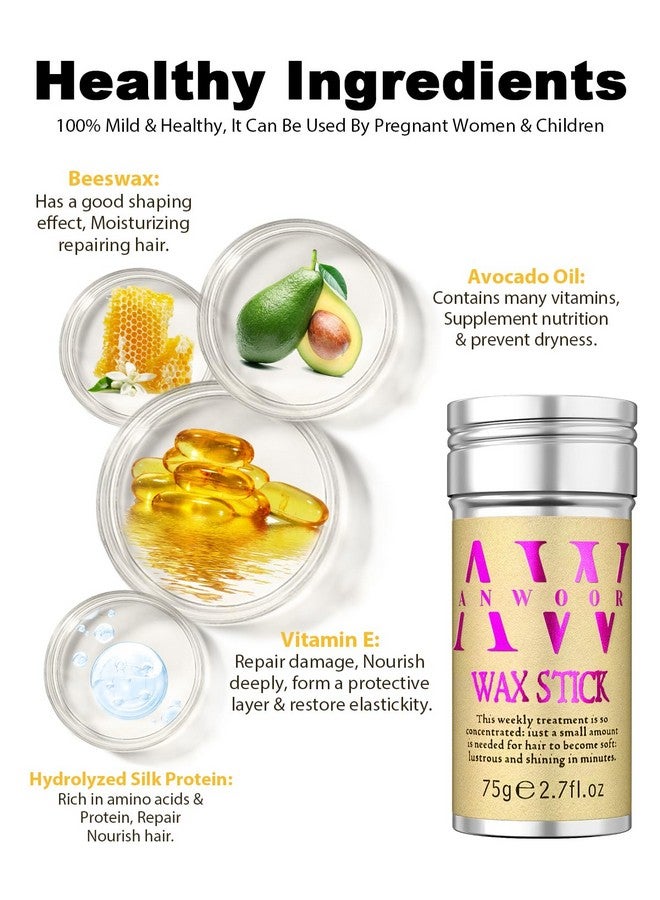 انوور عصا شمع للشعر، عصا شمع للشعر المتطاير للأطفال والنساء، إكسسوارات شعر للنساء والفتيات، صانع كعكة شعر للأطفال، عصا تصفيف الشعر، عصا جل شعر الأطفال، منتجات شعر الأطفال، عصا تنعيم الشعر - Image 5