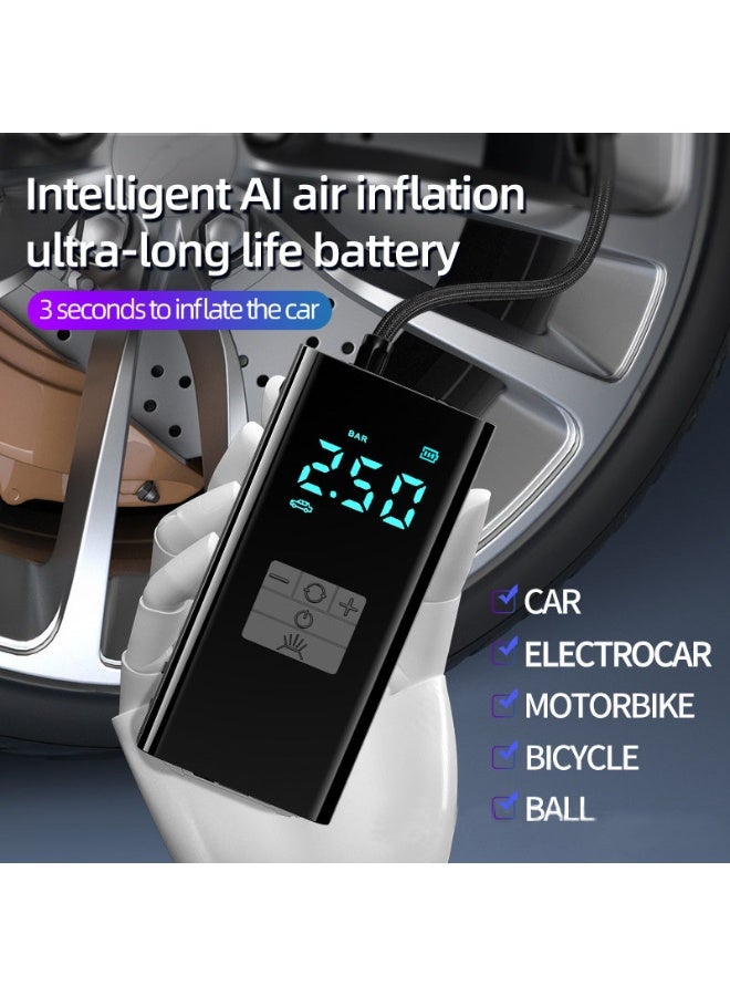 PINREK Car Tire Inflator Portable air Compressor, Electric tire Inflator, Car-Mounted Wireless air Pump, Portable car, SUV, Electric car, Bicycle Tire Pump With 30L/14.8V/8A Battery Power Bank/Auto Stop/LED Light, Digital Dual Display, Circulation air Pump, Suitable for Cars, Motorcycles, Bicycles,Basketball - Image 2