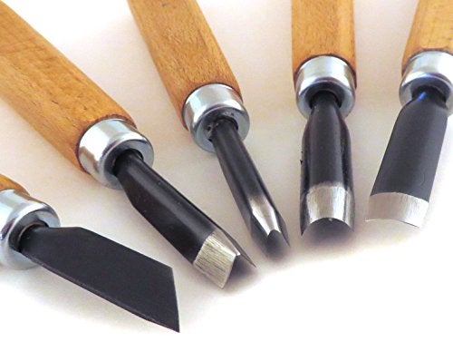 Narex 5 Piece Set Starter Carving Chisels 3 Gouges, V Tool and Double Bevel Skew Chisel 869200 - Image 2