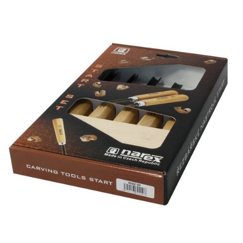 Narex 5 Piece Set Starter Carving Chisels 3 Gouges, V Tool and Double Bevel Skew Chisel 869200 - Image 4