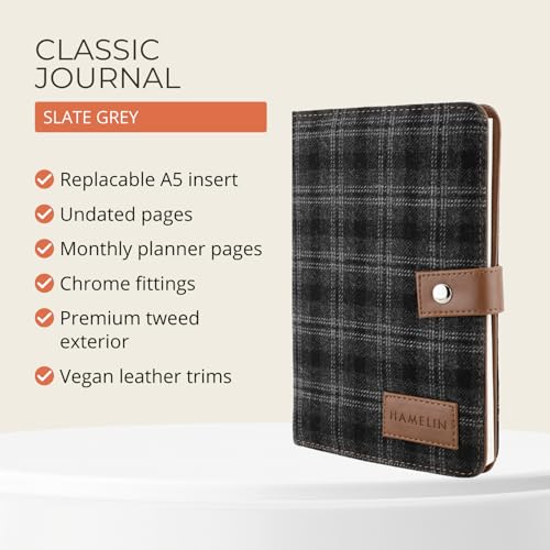 HAMELIN Notebook Diary 2026 | To Do List Journal | Undated Daily Planner & Organizer for Personal & Office Use | Ideal Gift for Men & Women | A5 | 200 Ruled Pages | 80 GSM | Slate Grey Twill - Image 4