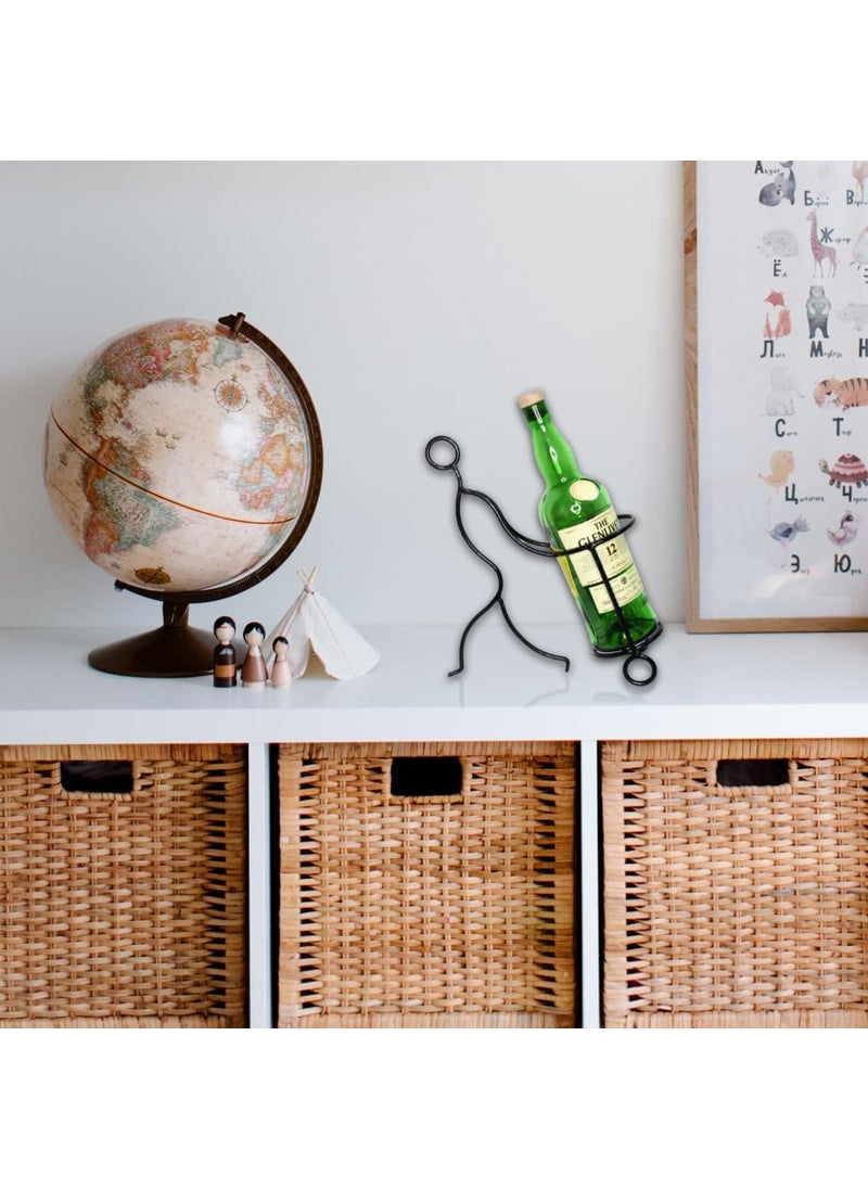 TSK CRAFTS TSK CRAFTS Wine Bottle Holder Wine Rack Countertop 1 Bottle Storage Oraginzer for Home Decor Dining Table Home Bar and Gifting Pack of 1 Black  - Image 2