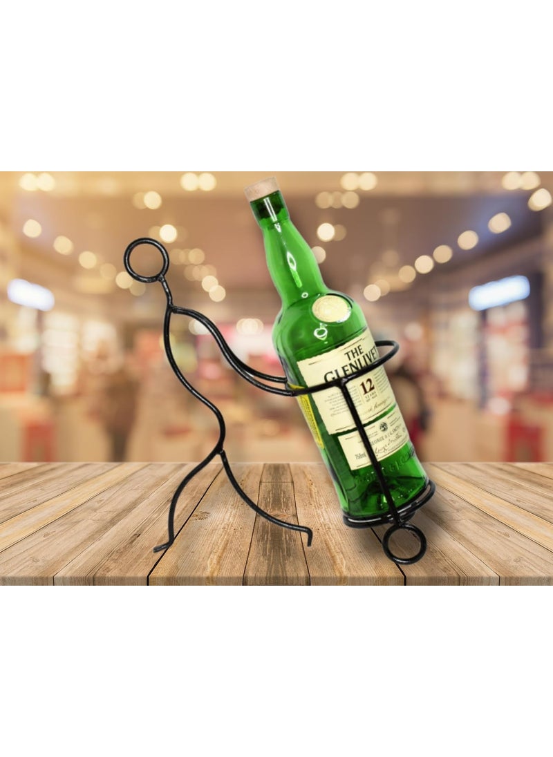 TSK CRAFTS TSK CRAFTS Wine Bottle Holder Wine Rack Countertop 1 Bottle Storage Oraginzer for Home Decor Dining Table Home Bar and Gifting Pack of 1 Black  - Image 3