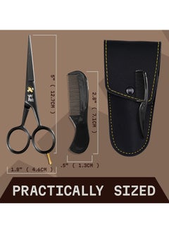 Striking Viking Striking Viking 5" Professional German Beard & Mustache Scissors - Moustache Grooming Kit For Trimming Facial Hair With Beard Scissors Beard Comb Mustache Comb & Carry Case - Moustache Scissor Men  - Image 3