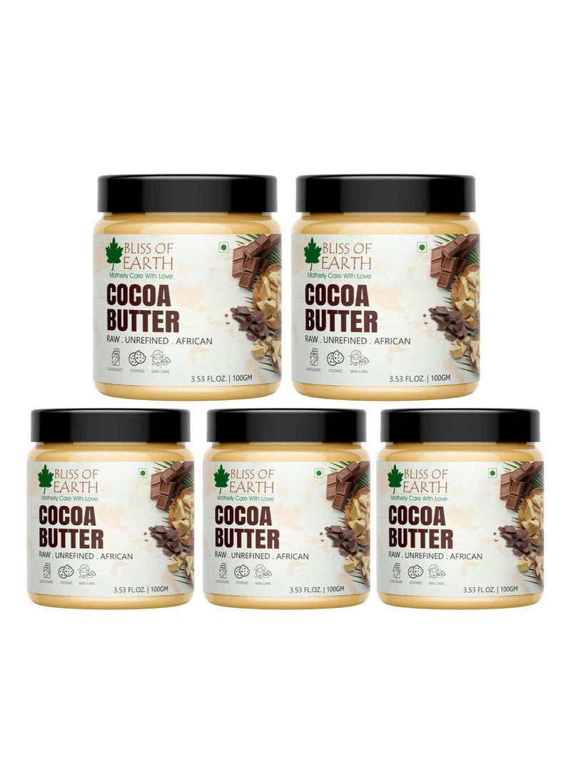 BLISS OF EARTH Cocoa Butter 100% Pure Organic Raw  100GM Raw Unrefined  PACK OF 5  - Image 1