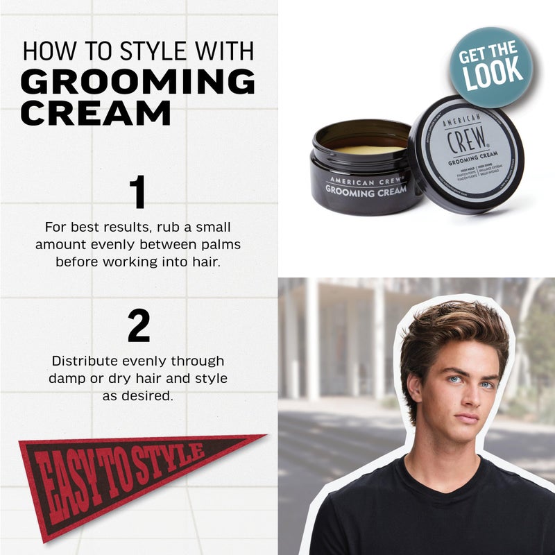 American Crew Men's Grooming Cream, Like Hair Gel with High Hold & High Shine, Stocking Stuffer for Him, 3 oz - Image 5