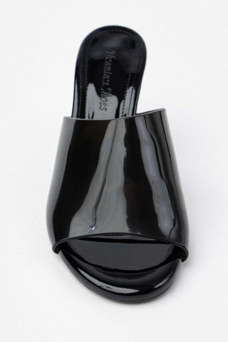 نيشانتاشي شوز Morris Black Transparent Band Detailed Women's High Heel Slippers