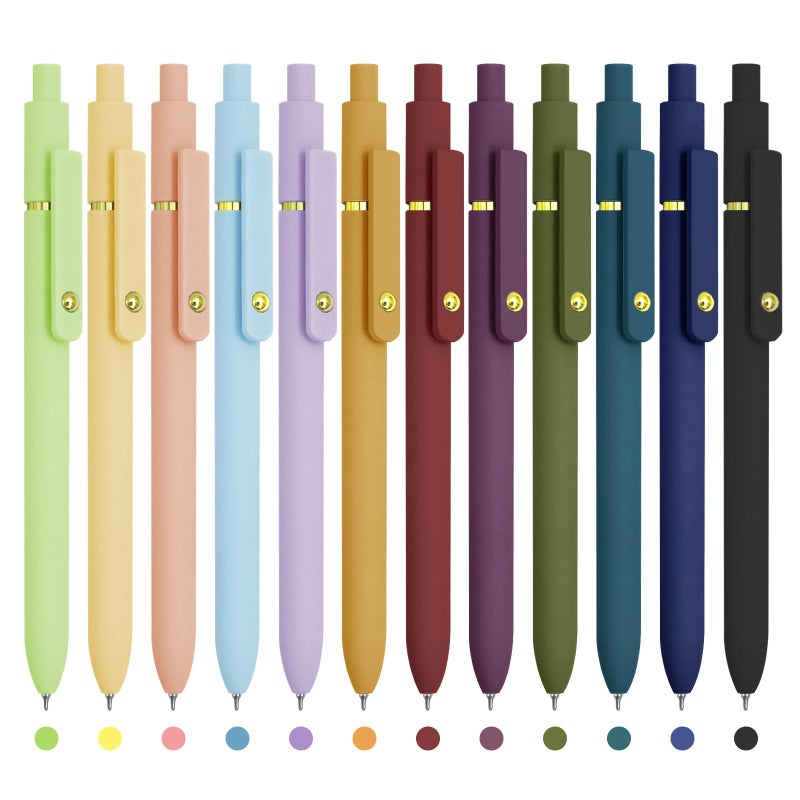 UIXJODO Colored Pens, 12 Pcs Colorful Pens Fine Point Smooth Writing Pen, 0.5mm Colored Ink Gel Pen for Journaling Note Taking, School Supplies Gifts for Women (12 Pcs Gold Vibrant and Vintage) - Image 1