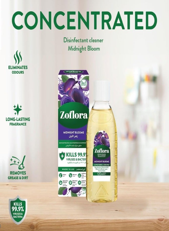 Zoflora Multi-Purpose Antibacterial Concentrated Disinfectant With Long-Lasting Effect With Night Flower Scent 120 ml - Image 2