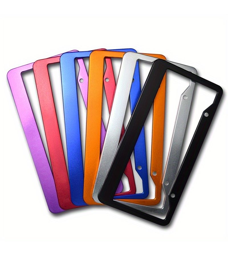 Silvery Aluminum Alloy License Plate Frame For American Cars UV Resistant Cross Border Use - Image 1