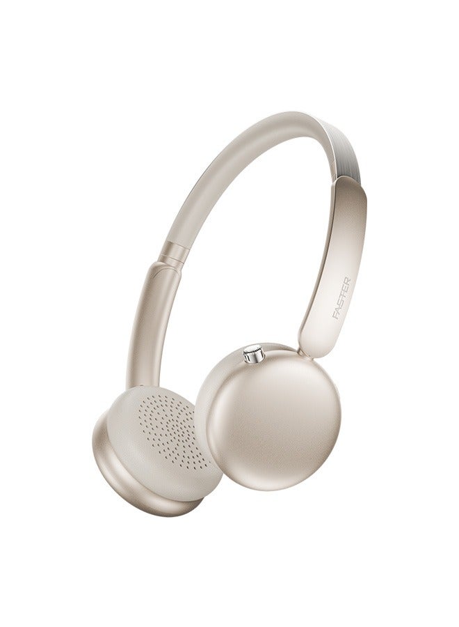 Faster S7 Soluna Wireless Headphones- 5.4 Bluetooth Headset 30H Playtime ANC OverEar Headphones- LED Indicator Light Voice Assistant Calls Game & Music Type-C Fast Charging Lightweight IOS & Android- Wireless Headset Deep Bass Premium Finish Soft Leather Earpads - Starlight - Image 1