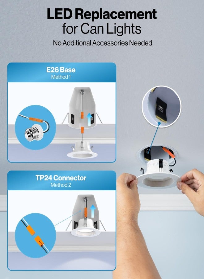 Sunco Lighting Sunco 4 Inch LED Recessed Lights, Retrofit Can Lighting, 660 LM, 11W (40W Equivalent), Selectable CCT 2700K/3000K/3500K/4000K/5000K, Dimmable, Baffle Trim, Replacement Conversion Kit UL 4 Pack - Image 5