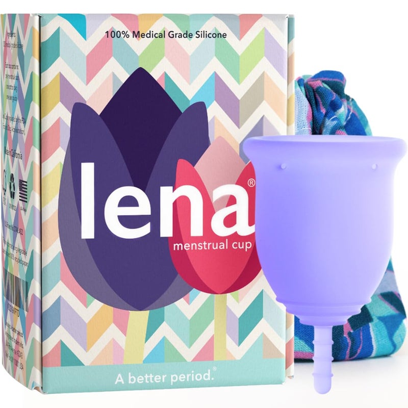 Lena Menstrual Cups, Reusable Period Cup, Tampons, Period Underwear and Menstrual Pads Alternative, Feminine Care, Silicone Menstrual Cup, Made in USA, Super Heavy Flow, Large, Purple - Image 1