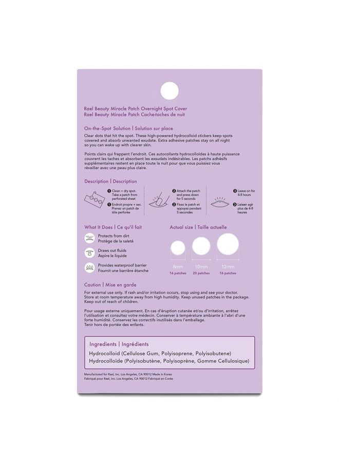 Rael Pimple Patches, Miracle Overnight Spot Cover - Hydrocolloid Acne Patches for Face, Zit and Blemish Spot, Thicker & Extra Adhesion, Acne Absorbing Cover, for All Skin Types, Vegan, Cruelty Free, 3 - Image 2