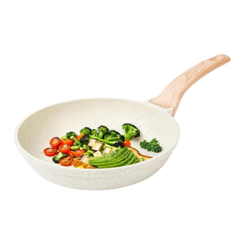 Home Essentials Non Stick Maifan Frying Pan with Lid - Egg Fry Pan | Induction Base | 5 Layer Non Stick Cookware | Medical Stone | Dishwasher Safe (24CM, 2L, Maifan Stone Pan) - Image 1