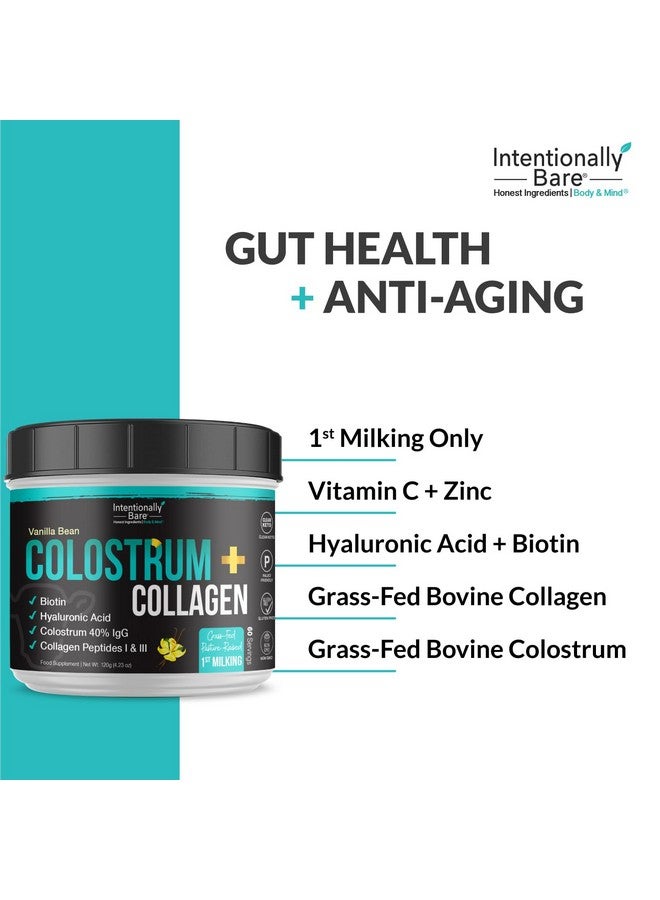 Intentionally Bare Colostrum and Collagen Powder - Colostrum Supplement with Biotin & Collagen Peptides - Colostrum Powder for Skin, Joint & Gut Health - Vanilla Bean Collagen Supplements 60 Servings - Image 2