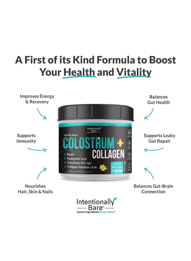 Intentionally Bare Colostrum and Collagen Powder - Colostrum Supplement with Biotin & Collagen Peptides - Colostrum Powder for Skin, Joint & Gut Health - Vanilla Bean Collagen Supplements 60 Servings - Image 3
