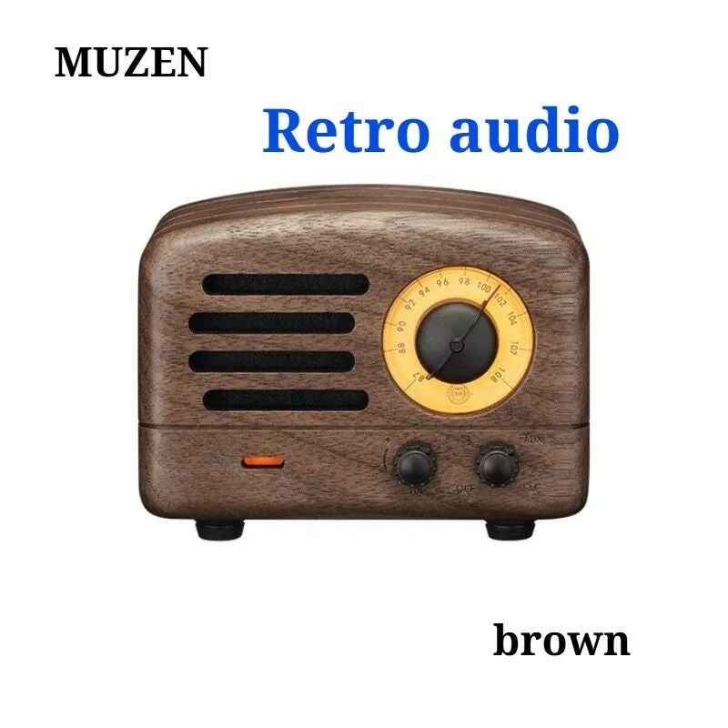Muzen Little Prince Portable Bluetooth Speaker with FM Radio Wooden Retro Design, Brown - Image 1