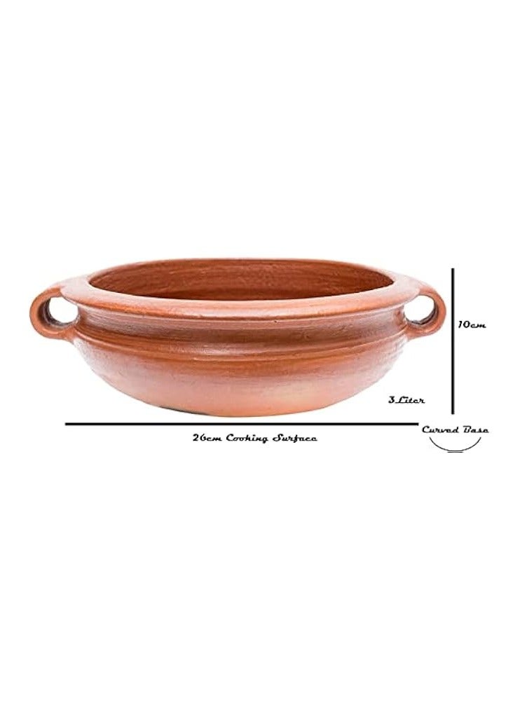 Green Tiger Handmade Earthen Clay Kadai Chatti Pot with Stainless Steel Lid/ Natural Cookware / Serving Pot / Traditional table ware / Made by Indian Artisan /Red, 3 Liter - Image 2