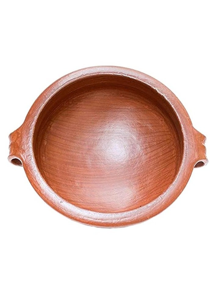 Green Tiger Handmade Earthen Clay Kadai Chatti Pot with Stainless Steel Lid/ Natural Cookware / Serving Pot / Traditional table ware / Made by Indian Artisan /Red, 3 Liter - Image 4