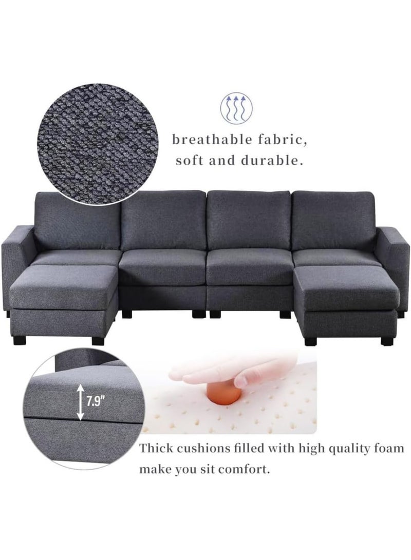 Karnak Cambridge 4 Seater Sofa Modern Design Polyester Sofa For Living Room Color Black - Image 4