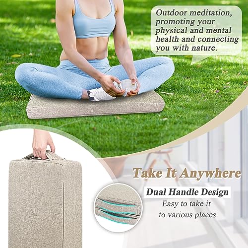 ECISZ Meditation Floor Cushion for Yoga Adults Square Floor Pillows Seating Large Meditation Cushion Yoga Pillows for Sitting on Floor Meditation Pillow Mat Outdoor Rectangle Floor Sitting Cushion - Image 5