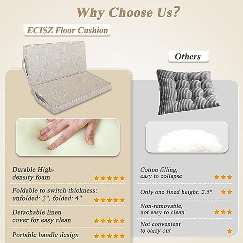 ECISZ Meditation Floor Cushion for Yoga Adults Square Floor Pillows Seating Large Meditation Cushion Yoga Pillows for Sitting on Floor Meditation Pillow Mat Outdoor Rectangle Floor Sitting Cushion - Image 4