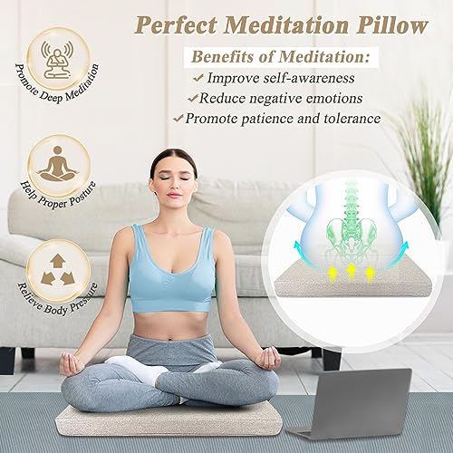 ECISZ Meditation Floor Cushion for Yoga Adults Square Floor Pillows Seating Large Meditation Cushion Yoga Pillows for Sitting on Floor Meditation Pillow Mat Outdoor Rectangle Floor Sitting Cushion - Image 2
