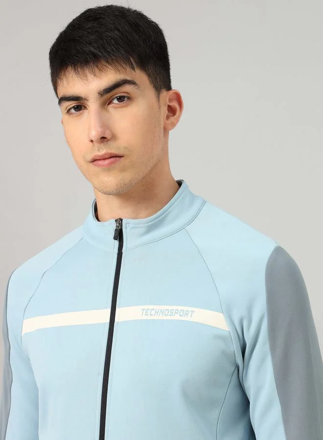تكنوسبورت Contrast Panel Sleeve Full Zip Sports Jacket by Styli