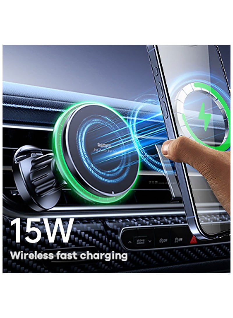 ريماكس شاحن سيارة لاسلكي - حامل فتحة تهوية سريع الشحن، حامل هاتف قابل للدوران لحامل السيارة المغناطيسي للأجهزة والأجهزة - Image 4