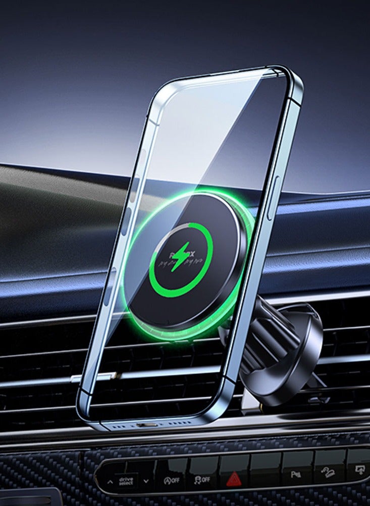ريماكس شاحن سيارة لاسلكي - حامل فتحة تهوية سريع الشحن، حامل هاتف قابل للدوران لحامل السيارة المغناطيسي للأجهزة والأجهزة - Image 2