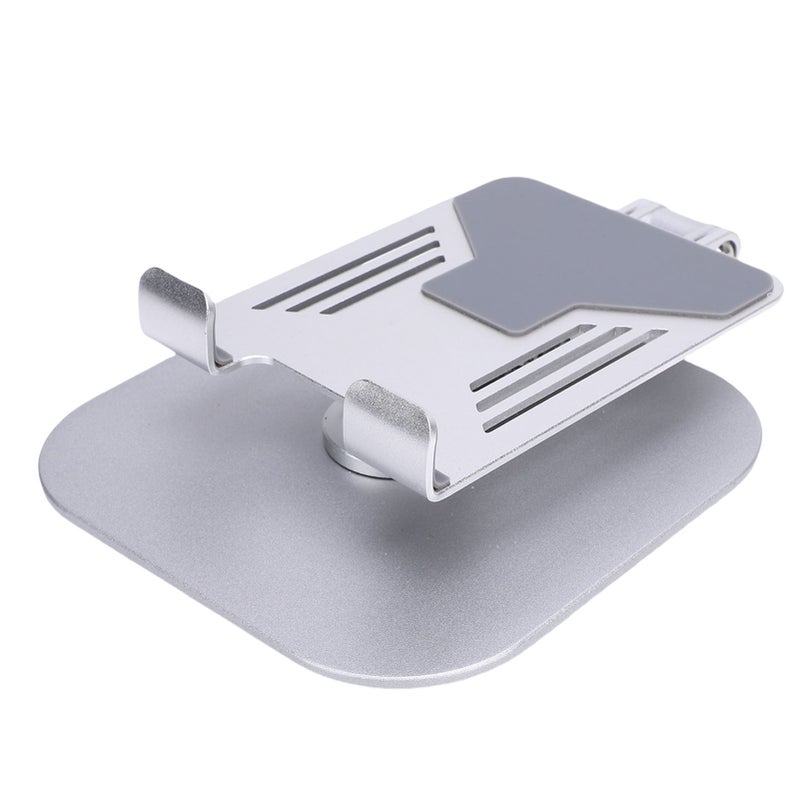 Desk Tablet Stand Adjustable Foldable 360° Rotating Metal Desk Tablet Holder for Cell Phone Silver - Image 1