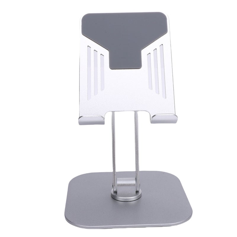 Desk Tablet Stand Adjustable Foldable 360° Rotating Metal Desk Tablet Holder for Cell Phone Silver - Image 2