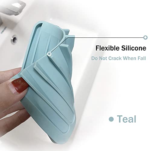 MODENGKONGJIAN Self Draining Soap Dishes, 3 Pcs Silicone Waterfall Drainer Soap Holder for Bathroom, Extend Soap Life Keep Dry Clean & Easy Cleaning (Black, White, Gray) - Image 3