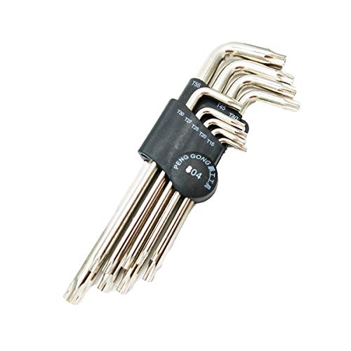 XMHF T15-T55 Long Arm Security Tamper Proof Torx Key Wrench Set Repairing Tool Silve 9 in 1 - Image 1