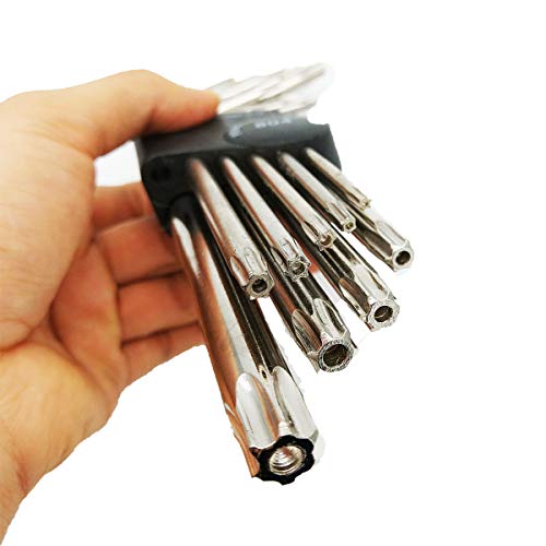 XMHF T15-T55 Long Arm Security Tamper Proof Torx Key Wrench Set Repairing Tool Silve 9 in 1 - Image 2