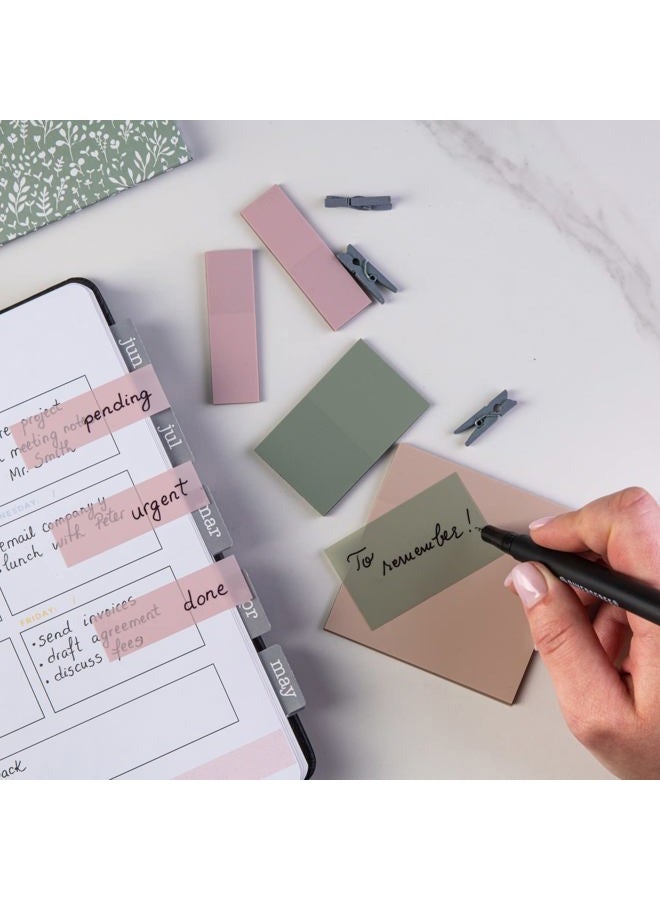 DiverseBee Pastel Transparent Sticky Notes, Cute Clear Sticky Tabs, Translucent Page Flags Book Markers Stickers, Planner Accessories Sticky Notes 3x3, Bible Journaling Study Office School Supplies - Image 3