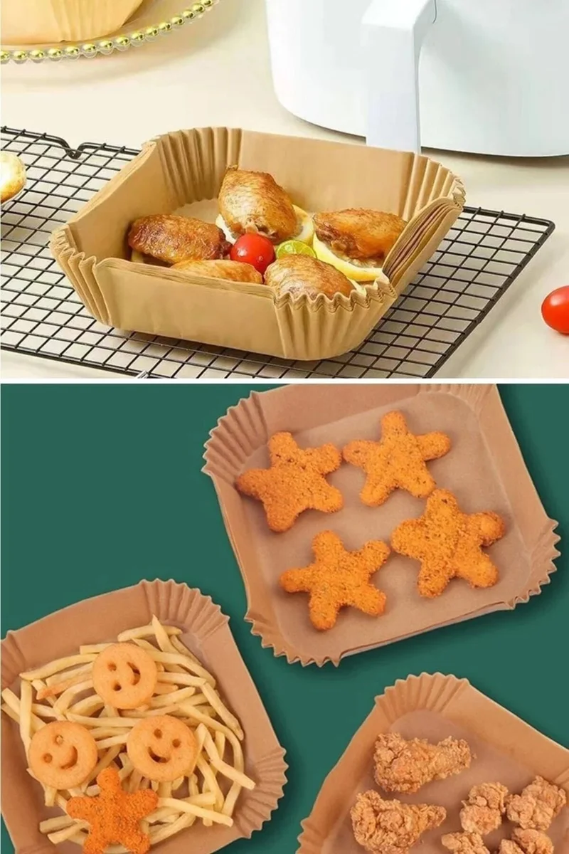 Tiffany 100 Pieces Airfryer Baking Paper Square Plate Model Oil Paper