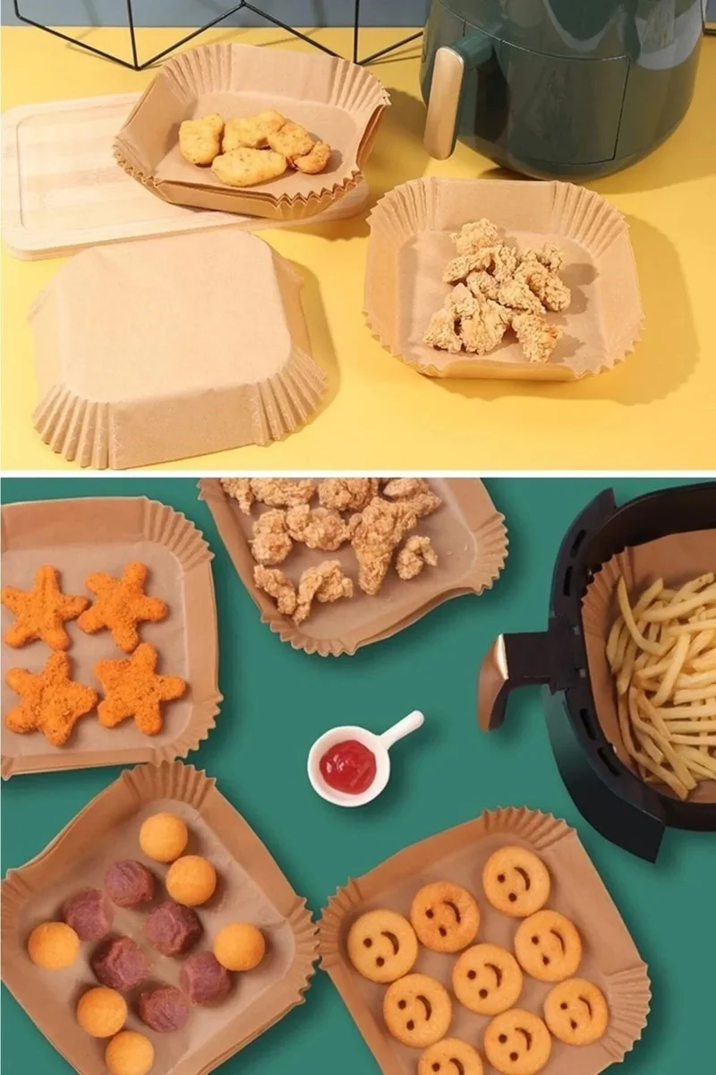 Tiffany 100 Pieces Airfryer Baking Paper Square Plate Model Oil Paper