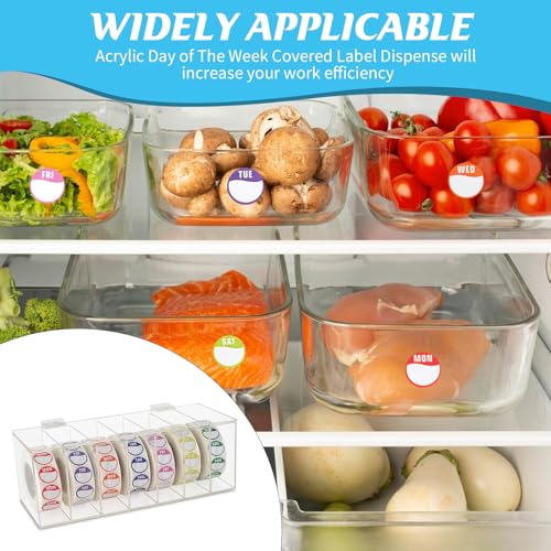 DLUGOPIS Acrylic Day of The Week Covered Label Dispenser 7-Slot Dispenser Day of The Week Label Dispenser Wall Mount Sticker Roll Dispenser for 1",3/4"Day of The Week Stickers 1 Inch Label Dispenser (No Label) - Image 5