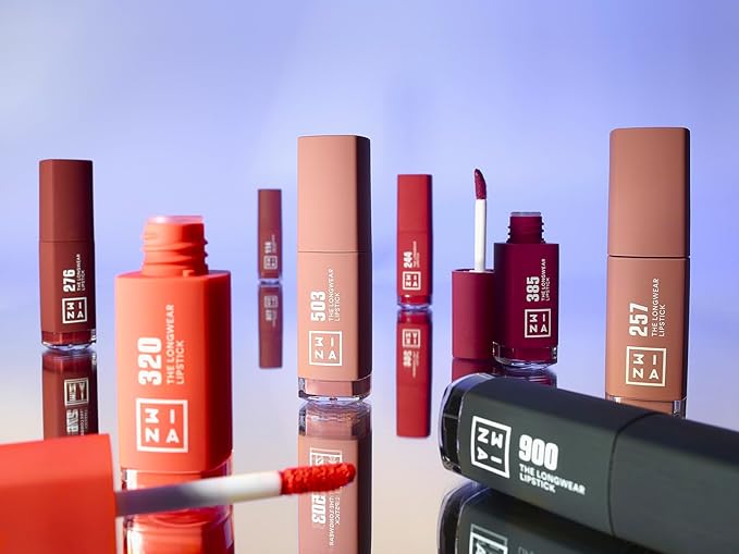 3INA مكياج أحمر الشفاه طويل الأمد 900 أسود طويل الأمد غير لامع سائل مع حمض الهيالورونيك