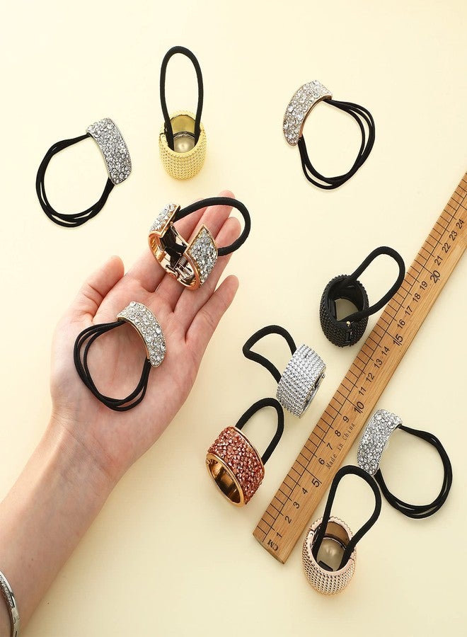 Canlierr 8 Pcs Rhinestone Hair Ties Ponytail Holder Fashion Elastic Scrunchies Crystal Ponytail Holder Headband Rhinestone Hair Accessories for Women Girls, Mixed Colors - Image 4