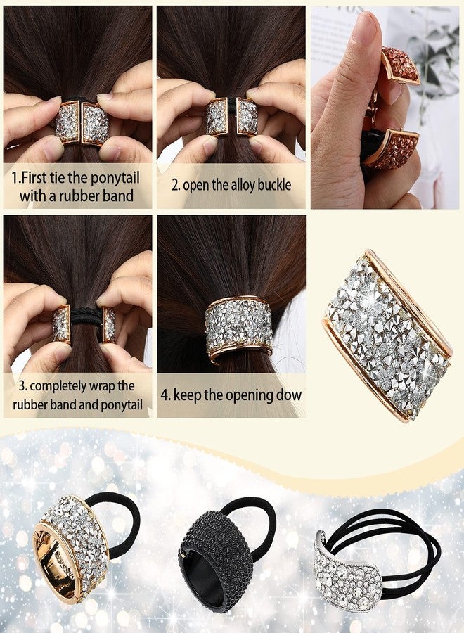 Canlierr 8 Pcs Rhinestone Hair Ties Ponytail Holder Fashion Elastic Scrunchies Crystal Ponytail Holder Headband Rhinestone Hair Accessories for Women Girls, Mixed Colors - Image 3