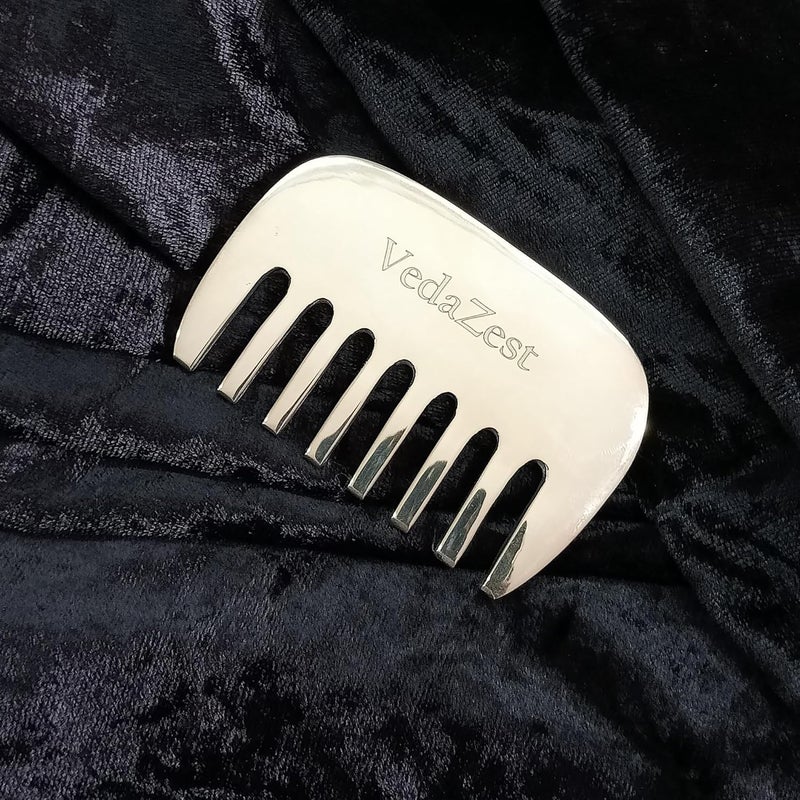 VedaZest Bronze Kansa Gua Sha Massage Tool  Kansa Comb Tendon Massage Scraper Muscle Pain Relief Scar Tissue Breakup Hair Loss Prevention Massager - Image 4